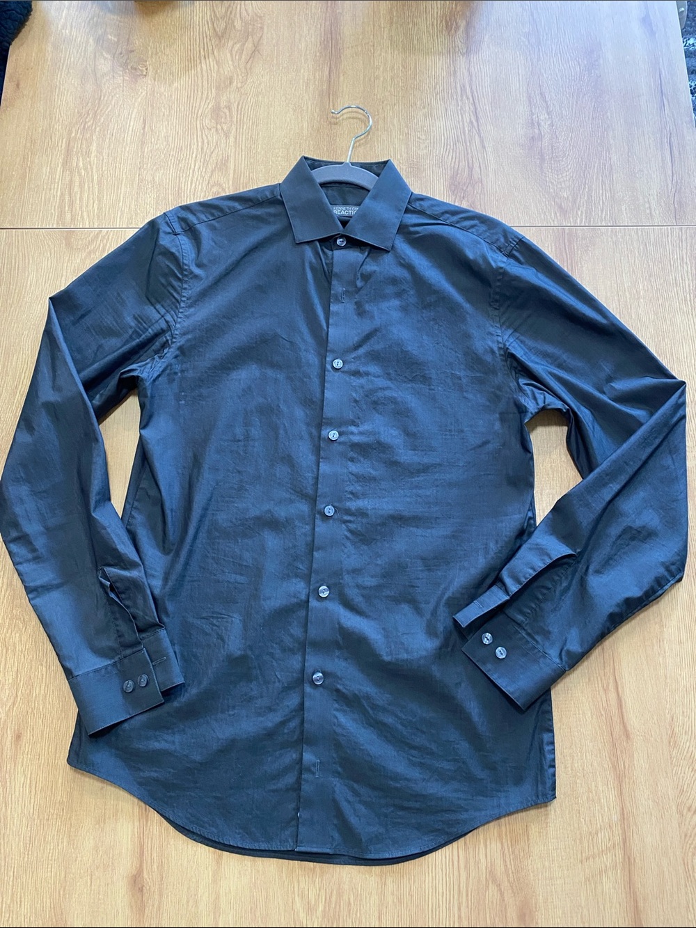 Men's Dark Grey Long-Sleeve Dress Shirt by Kenneth Cole